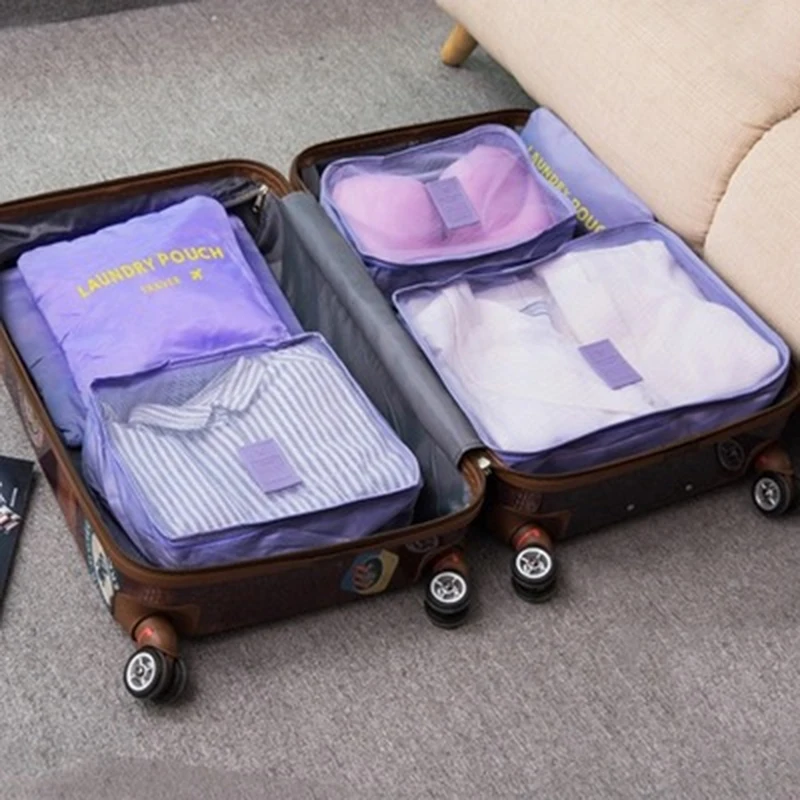 Travel storage 6-piece storage bag underwear shoes 6 storage bag Oxford waterproof cloth luggage storage