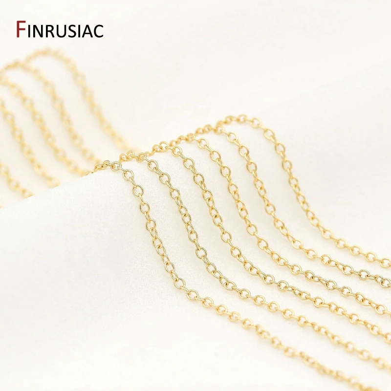 Corrente banhada a ouro 14k, para fazer joias, corrente fina 1.2mm 1.6mm, artesanal, várias cores