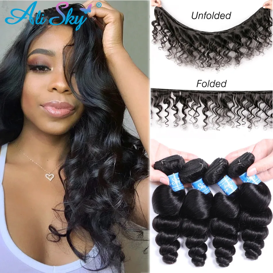 

Alisky Malaysian Hair Loose Wave Bundles Human Hair Bundles Deals Loose Deep Wave Remy Hair 1/3/4 pcs Hair Extensions Human Hair