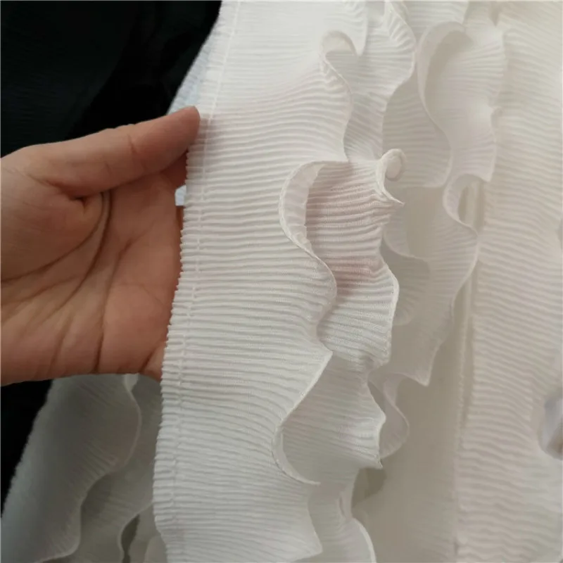 8CM Wide Modern Pleated Chiffon Elastic Lace Frilly Dress Collar Provide Purified Ribbon 3d Flowers Of Embroidery Diy Crafts