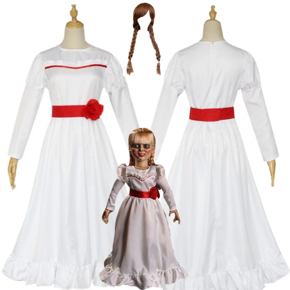 Halloween Girl Halloween Dress Doll Annabelle Cosplay Costume for Women Kids Adult Halloween Horror Movie Costume Free Delivery