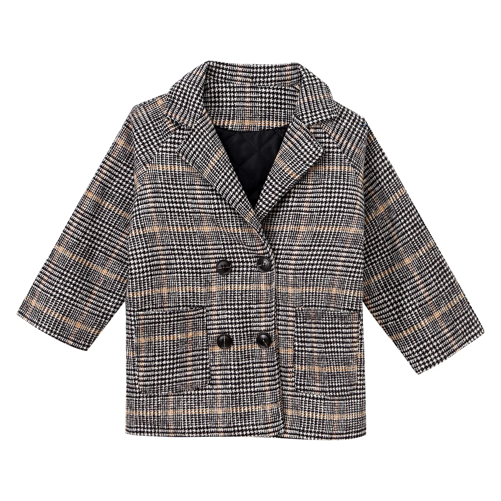 

Baby Boys Girls Grid Wool Long Jackets New Warm Overcoat Double-Breasted Trench Kids Windproof Outerwear Coat Children Clothing