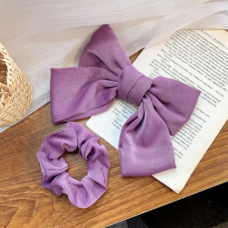 Purple Big Bow Hair Accessories Haipins Scrunchies Vintage Elegant Purple Velvet Exaggerated Women Hair Band Headband Wholesale