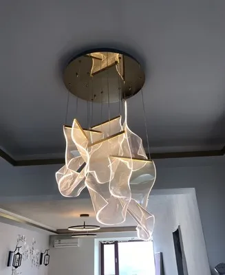 Postmodern Golden Art Paper Pendant Lights