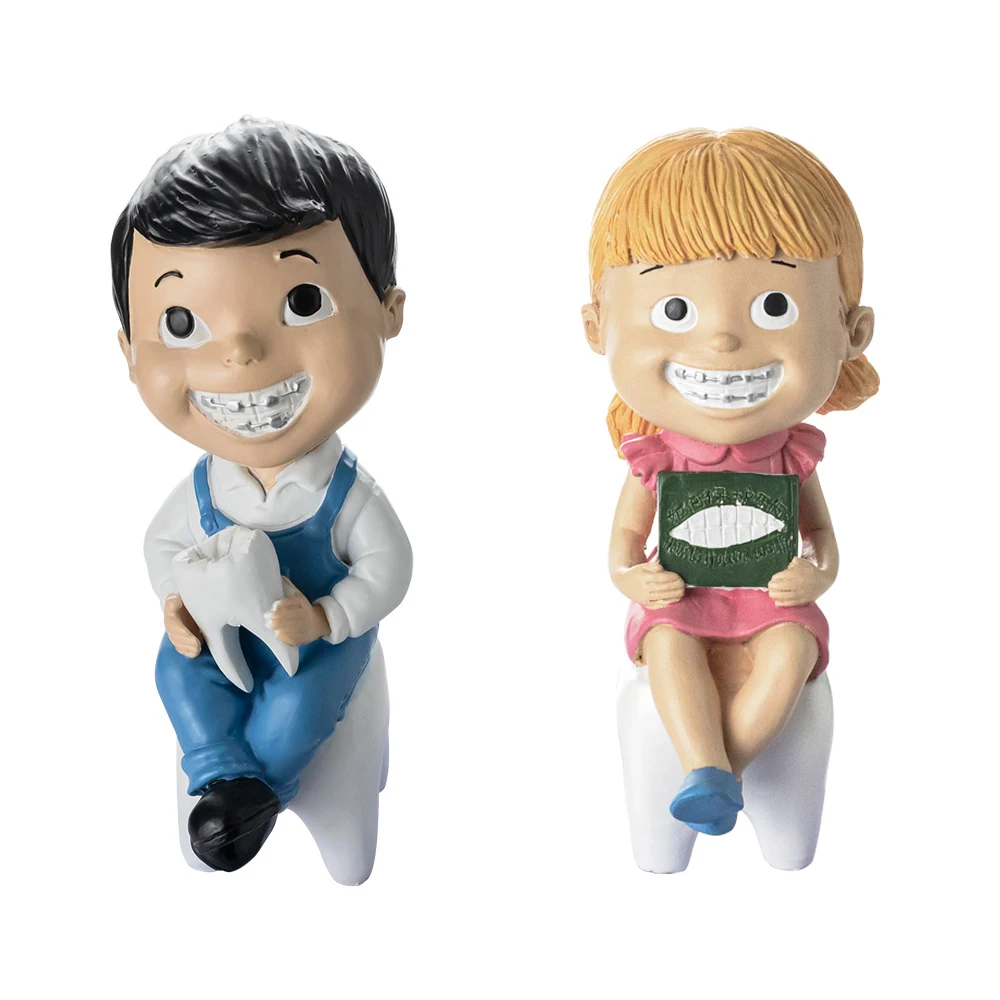 Dentist Gift Boy And Girl Orthodontic Teeth Figurines Ornament Clinic Office Desktop Sculpture Decoration Dentistry Gifts