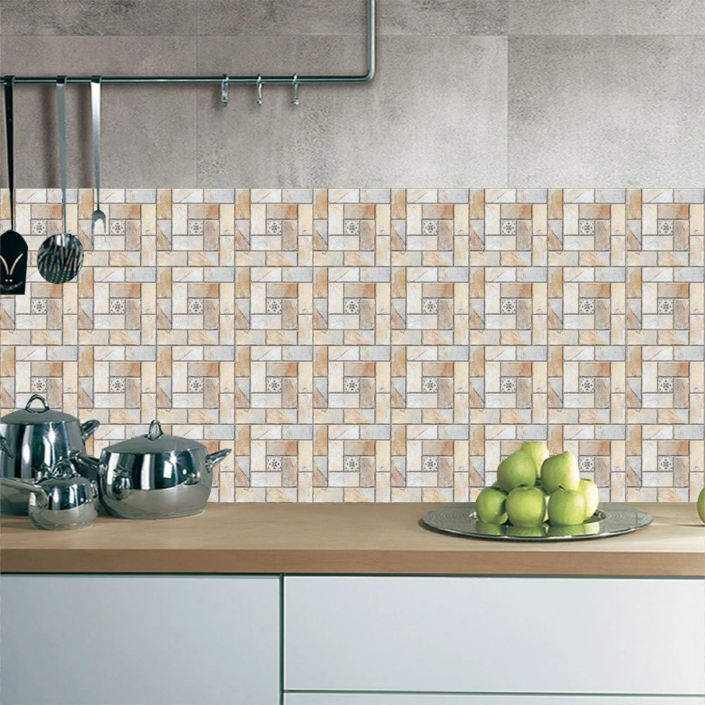 15pcs/set Brick Pattern Frosted Tiles Wall Sticker Bathroom Kitchen Tile Diagonal Wall Decals Waterproof Thicken Vinyl Art Mural