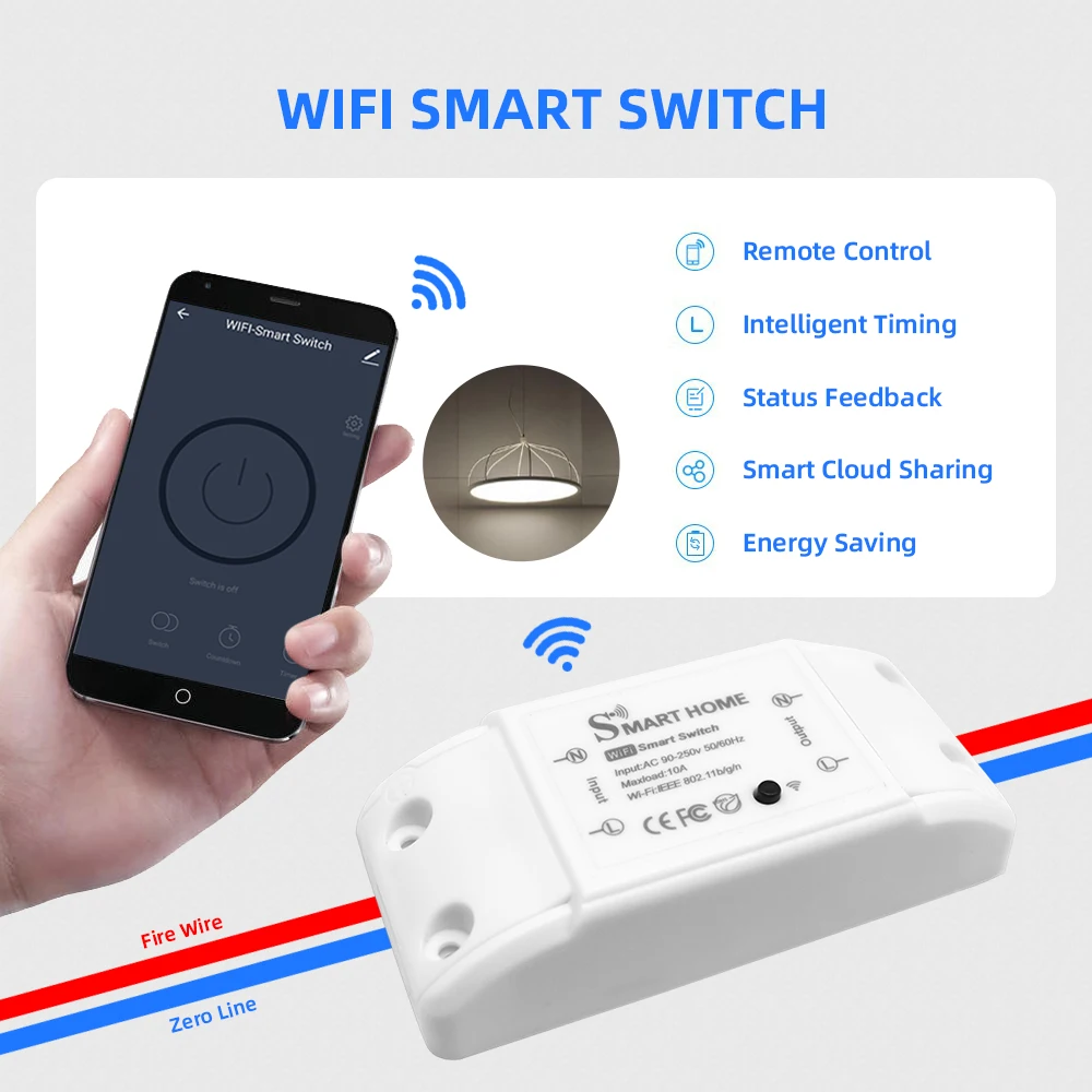 10A Tuya Smart Home House WiFi ZigBee Wireless Remote Switch Breaker Timer LED Light Controller Module Support Alexa Google Home