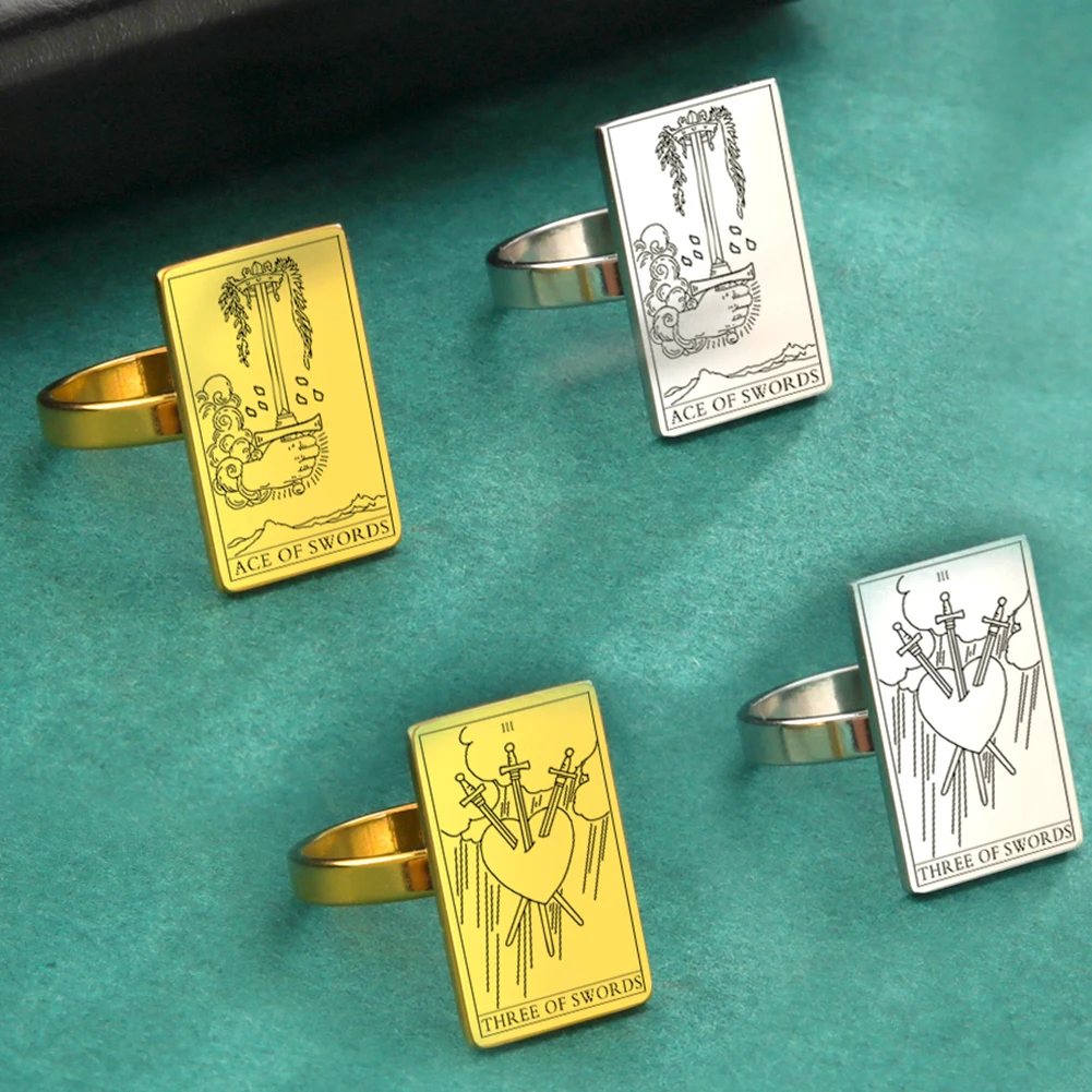 

LIKGREAT карты Таро кольцо меч костюм из нержавеющей стали золотого цвета кольца для женщин мужчин удачи эзотеризм амулет ювелирные изделия