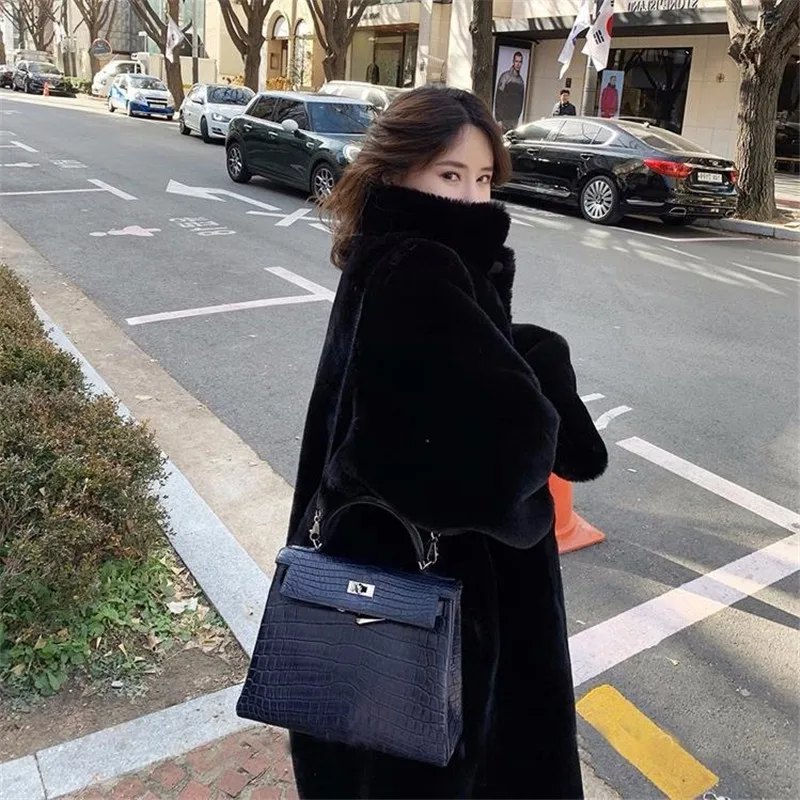 2019 nuove donne invernali visone cappotto in pelliccia sintetica Vintage solido femminile inverno caldo pelliccia finta cappotto da donna giacca Casual capispalla