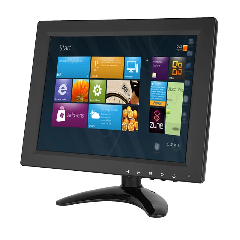 ZHIXIANDA Computer Screen Monitor 10 Inch 1024*768 4:3 Ratio IPS LCD Display Security with VGA/HDMI/BNC/USB /AV