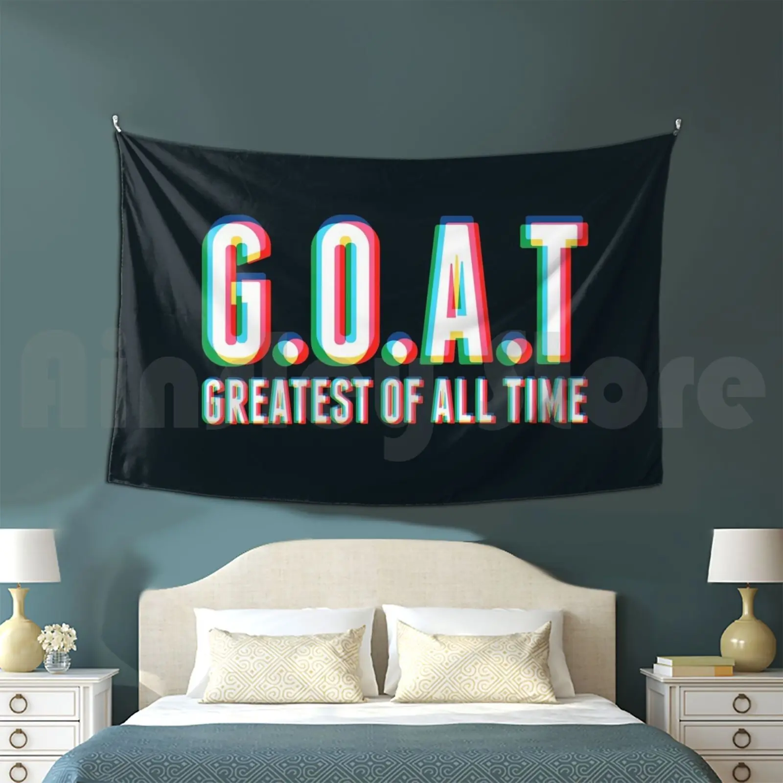 Greatest Of All Time Cmyk 2 ( Dark ) Tapestry Background Wall Hanging Goat Greatest Of All Time G O A T Football