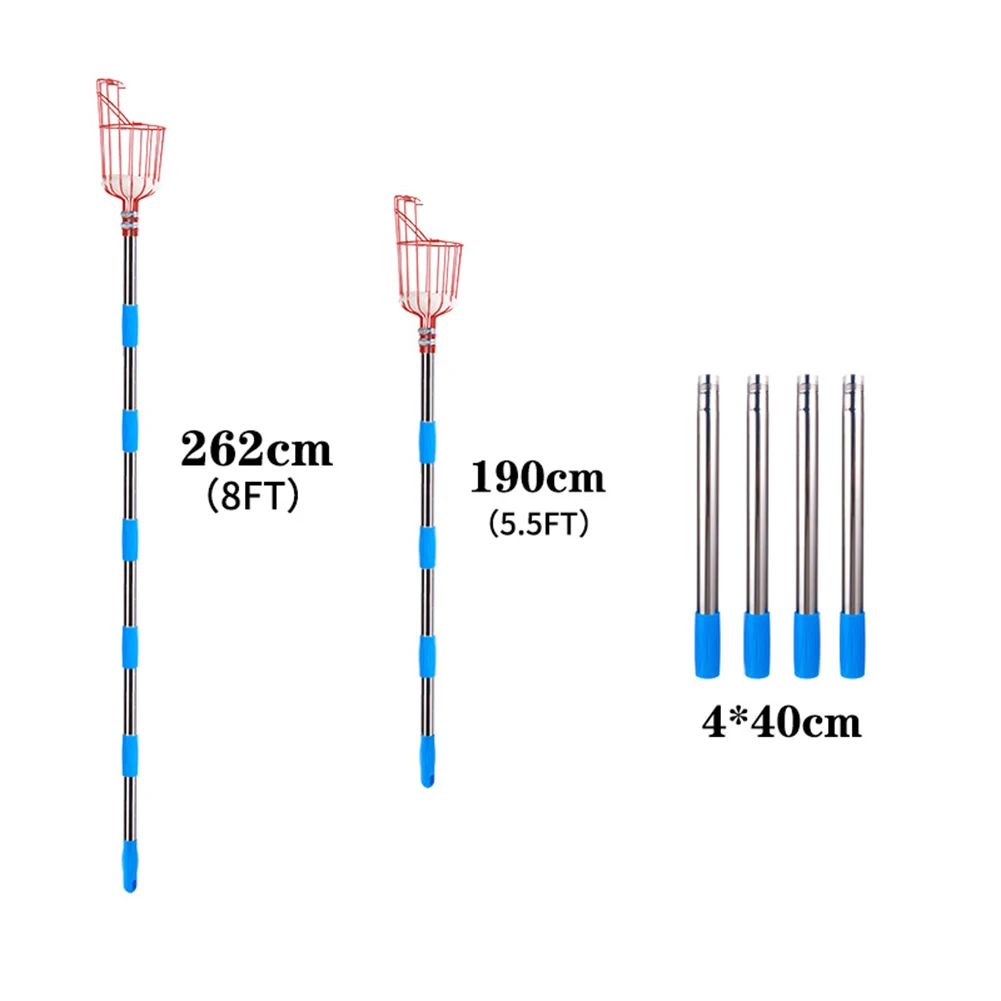 Detachable Stainless Steel Rod Fruit Picking Machine Screw-Down High-Altitude Tool Suitable For Apples Avocados Etc