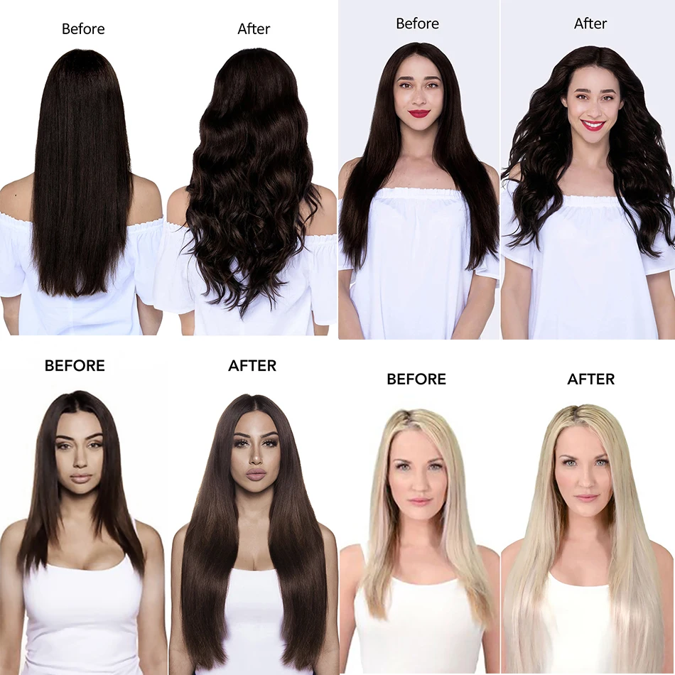 Deep Wave Clip In Hair Extension Straight Synthetic 24 Inches Long False Hair Extensions Curly Weave 613 7PCS Full Head BOOMING