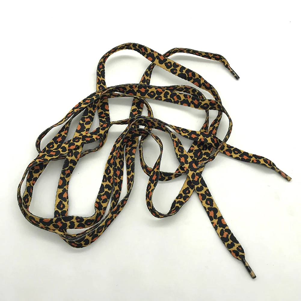 1 Pair Newest Classic Leopard Print Shoelaces Fashion Flat Laces Applicable to all kinds of shoes Leopard Print Shoestrings