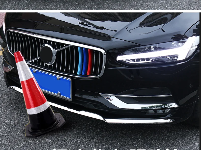 Chrom-Dekoration für Volvo S90 V90 V90CC 2016 2017 2018 2019 2020 Front-Eckleiste Glänzender Streifen Frontstoßstangen-Streifen Auto-Zubehör – Detail 3