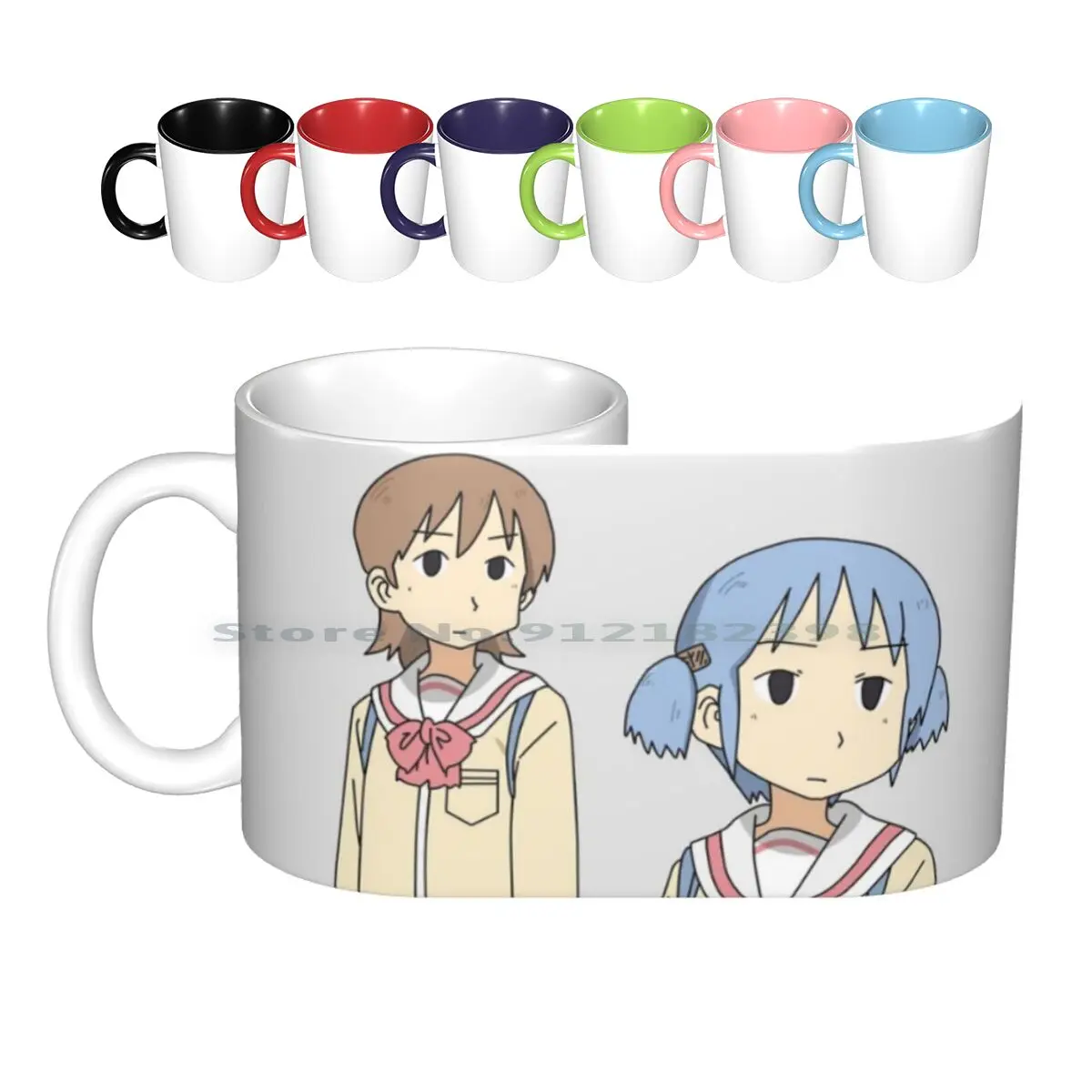 Yuuko And Mio Ceramic Mugs Coffee Cups Milk Tea Mug Nichijou Yuuko Mio Anime Japan Japanese Fan Art Weeaboo Weeb Meme Funny