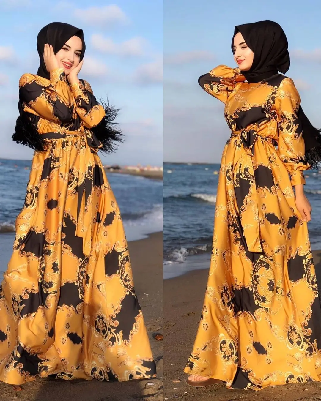 Vestido musulmán para mujer, Vestidos de Ramadán Eid Mubarak, Abaya de satén, Dubai, Turquía, Hijab musulmán