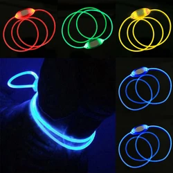 80cm Night Safety Pet Collar Bright Adjustable LED Dog Luminous Necklace Neck Strap Flashing Glowing Neck Belt For Pet Collars