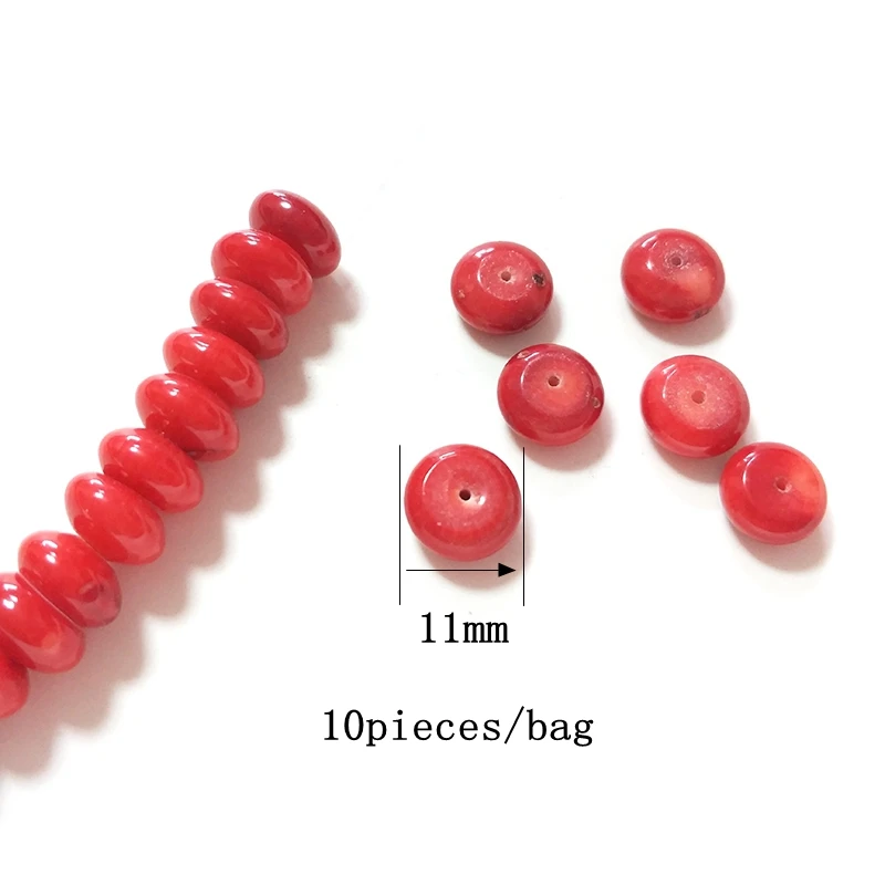 2021 Fashion 11mm 10pieces/bag Red Coral Round Beads for DIY Necklace Bracelet Jewelry Accessories