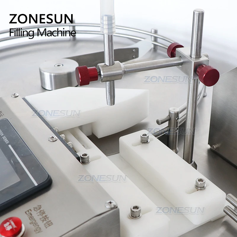 ZONESUN ZS-LPG1 Đầu Đơn Gốm Tỳ Bơm Lọ Thủy Tinh Quận Thương Mại Trung Tâm Tinh Dầu Lỏng Máy Làm Đầy Với Bình Unscrambler