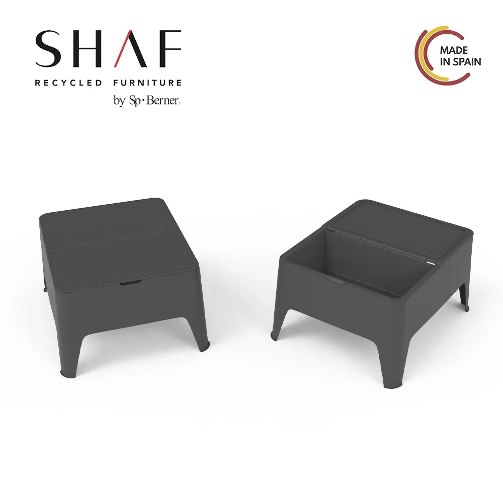 SHAF-Alaska side table with drawer/compartment, Ideal for your terrace or garden, stackable in gray or white color