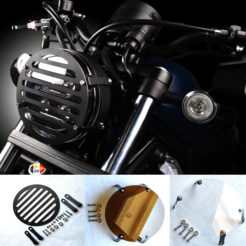 For Honda RebeL Shielding Large Shade Modified Lamp Shielding Net  Headlight Grille Cover Headlight Front Lamp Protection Cover