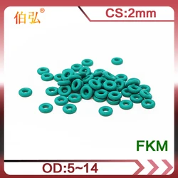 Fluororubber O-Ring 10PCS/lot FKM Sealing CS 2mm OD5/6/7/8/9/10/11/12/13/14mm O-Ring Seal Gasket Ring-.-