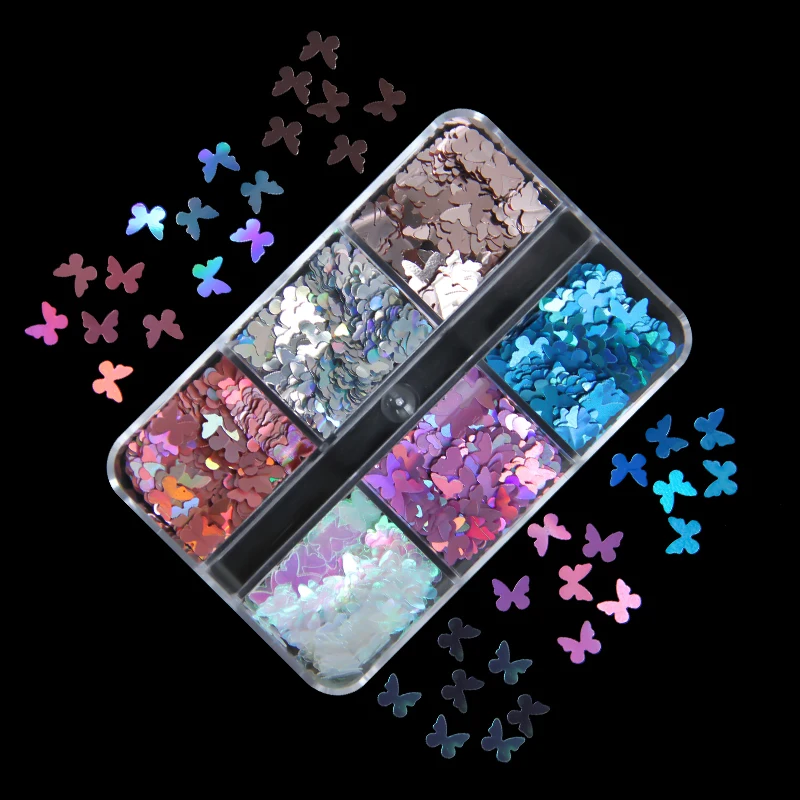 6 Gitter Holographische Herz-Nagelkunst Glitzer-Pailletten Laser-Herzchen Pailletten-Flocken DIY Maniküre 3D Nagelkunst Dekorationswerkzeuge – Detail 12