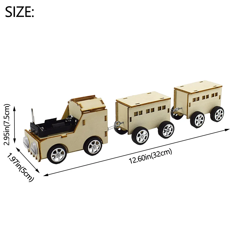 รถไฟไฟฟ้า 3Dชุดสำหรับเด็กชุดของเล่นSTEMไม้Simpleพื้นฐานการศึกษาของขวัญตลกสร้างสรรค์DIYการทดลองของเล่น