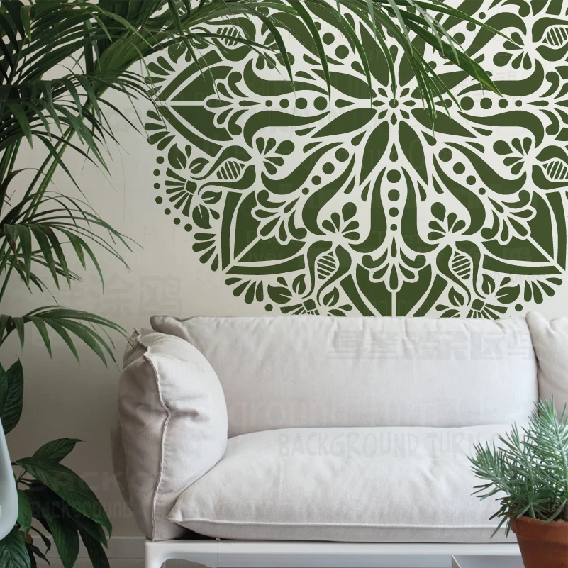 60cm - 100cm Stencil Mandala Extra Large Big For Painting Wall Flower Floor Template Walls Decors Brick Round Furniture  S162