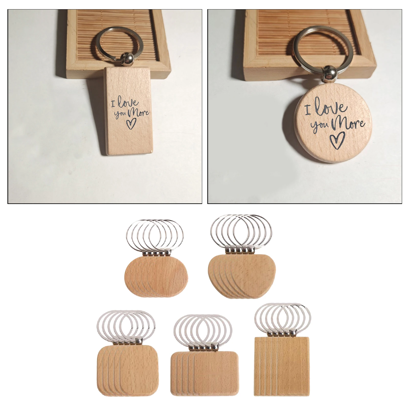 25/100Pieces Blank Wooden Key Chain Diy Wood Keychain Rings Key Tags Jewelry Findings Craft