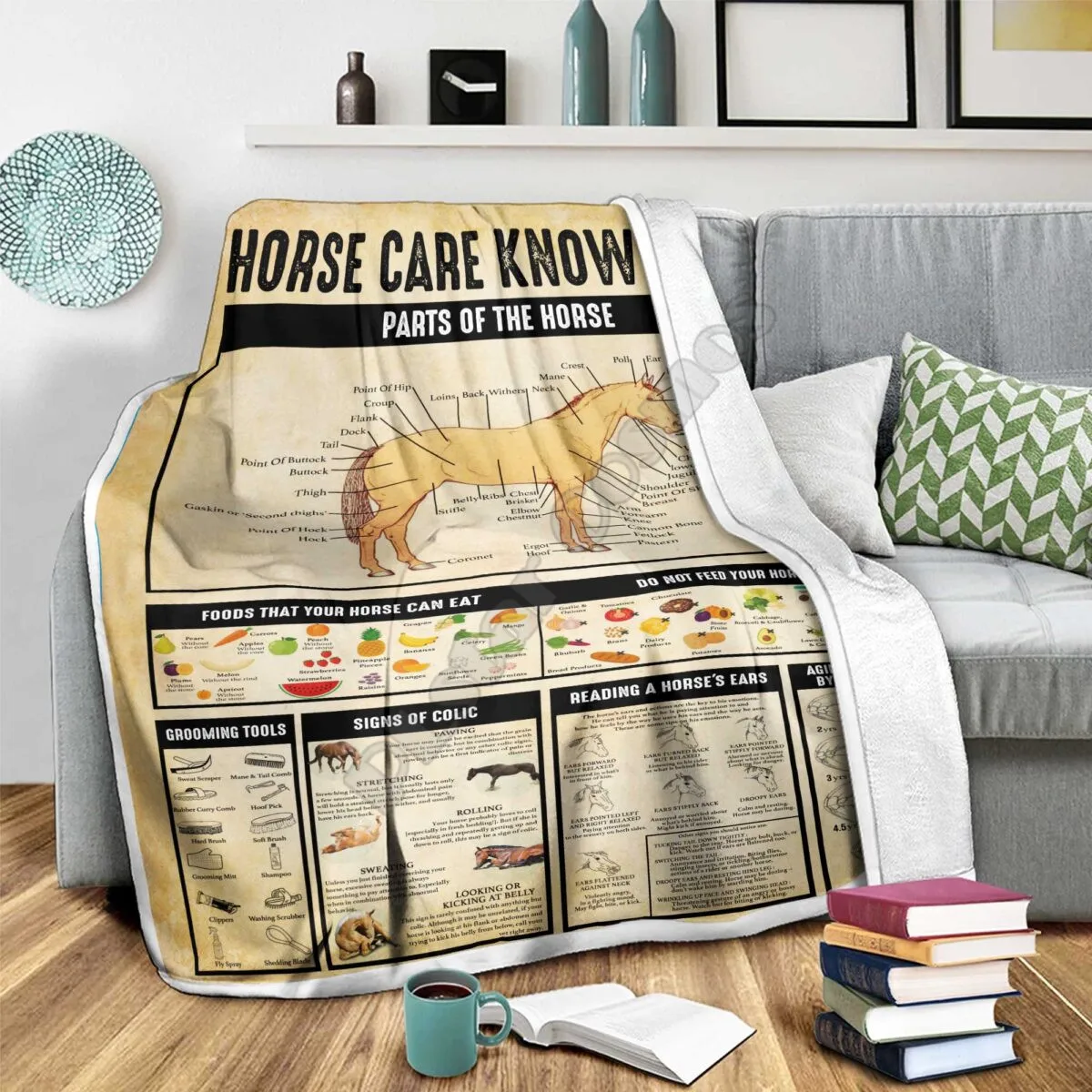 Horse Care Knowledge Blanket printed fleece blanket Beds Hiking Picnic Thick Quilt Fashionable Bedspread Sherpa Throw Blanket