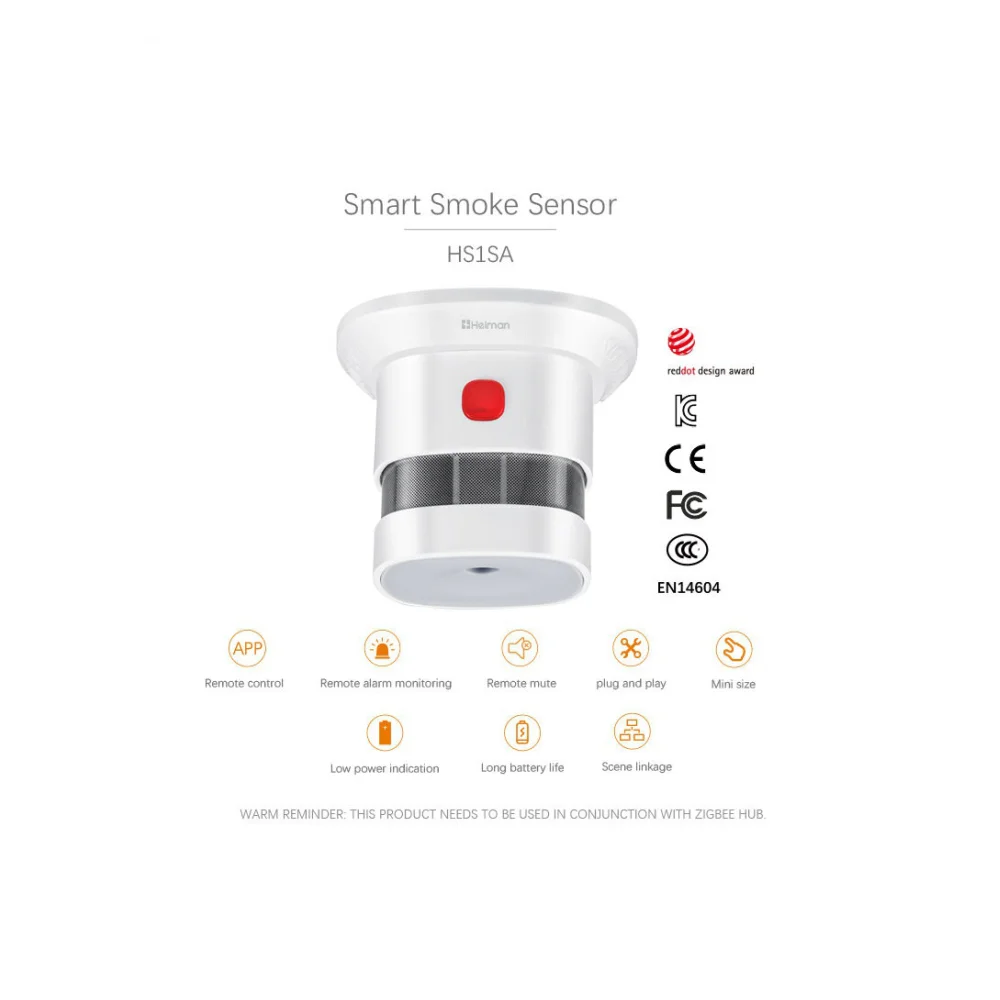 Détecteur de fumée avec alarme, capteur de prévention des incendies, gros sons, contrôle d\'application Smart Life, CE14 liquidité, Tuya Zigbee 3.0,