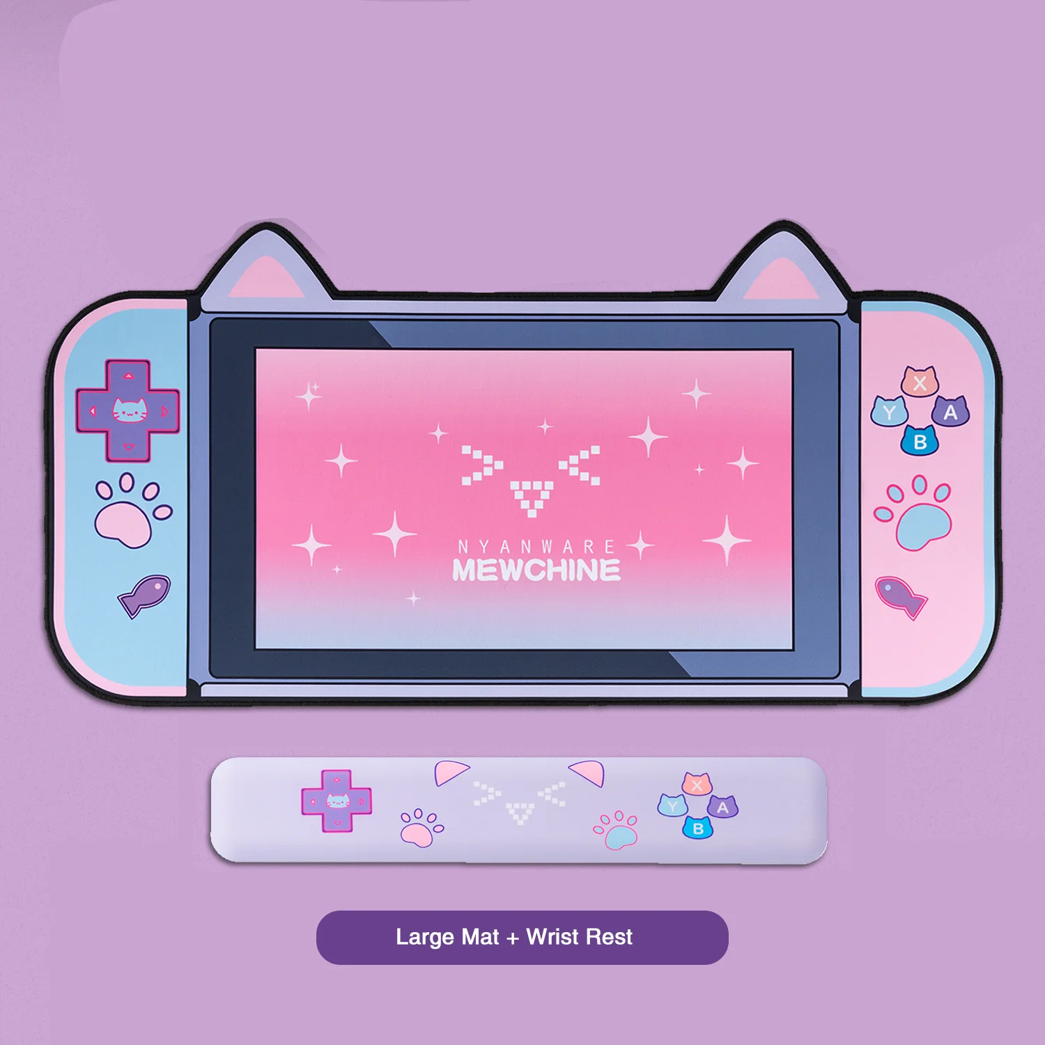 ขนาดใหญ่พิเศษ Kawaii Gaming Mouse Pad แมวน่ารักหู XXL แผ่นที่มีสายรัดข้อมือกันน้ำ Nonslip โต๊ะแล็ปท็อปอุปกรณ์เสริม