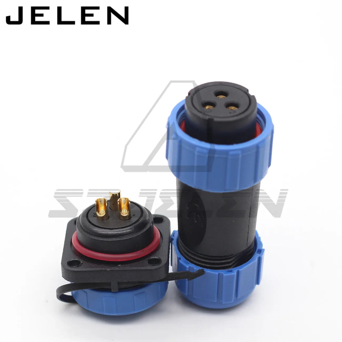 SP21 2 3 4 5 6 7 8 9 10 12Pin waterproof connector plug female  and socket male  with flange 4 hole  IP68