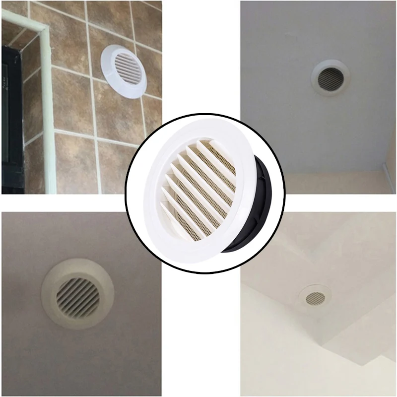 Buitenmuur Air Vent Grille Plastic Ronde Air Uitlaat Vent Grille Ducting Ventilatie Roosters Inlaat Uitlaat 75/100/125/150/200Mm