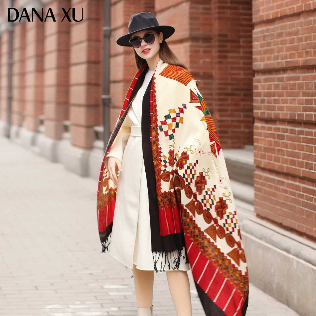 DANA XU Bufanda Mujer Wool Poncho Head Women Lady Warm Shawl Stoles Bandana Scarf Hijab Luxury Brand Pashmina Winter 2021