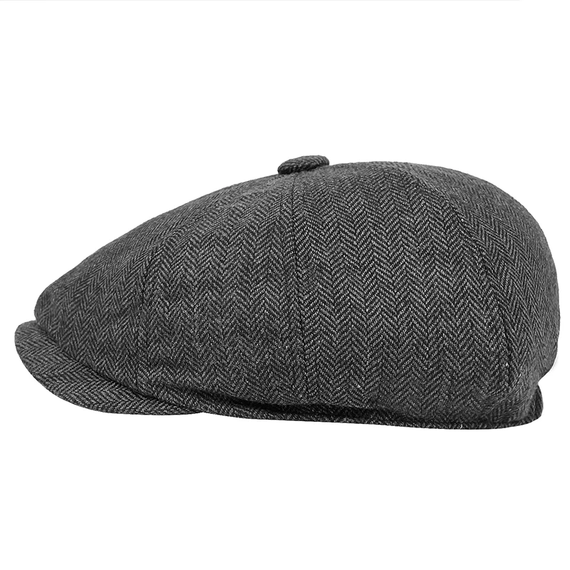 Men beret vintage Herringbone Gatsby Tweed hat Newsboy Beret Hat spring Flat Peaked Beret Hats image 3