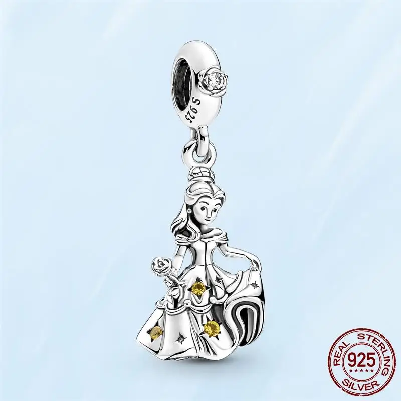 2022 New 925 Silver Beauty And The Beast Dancing Belle Dangle Charm Fit Original Brand Bracelet Jewelry Gift Making