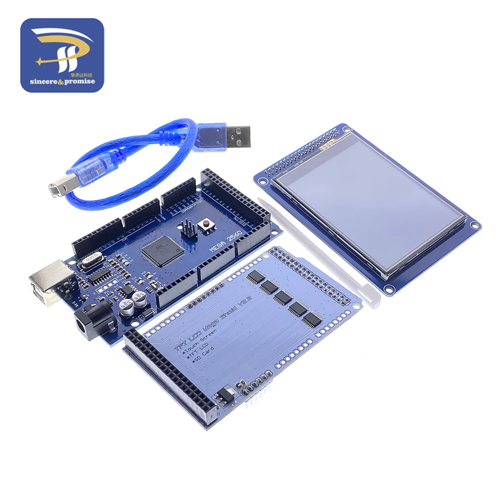 3.2 "TFT LCD Touch Farbe Bildschirm Modul + 3,2 Zoll Schild Adapter Board + Mega2560 Mega 2560 R3 CH340 mit USB für Arduino Kit – Detail 4