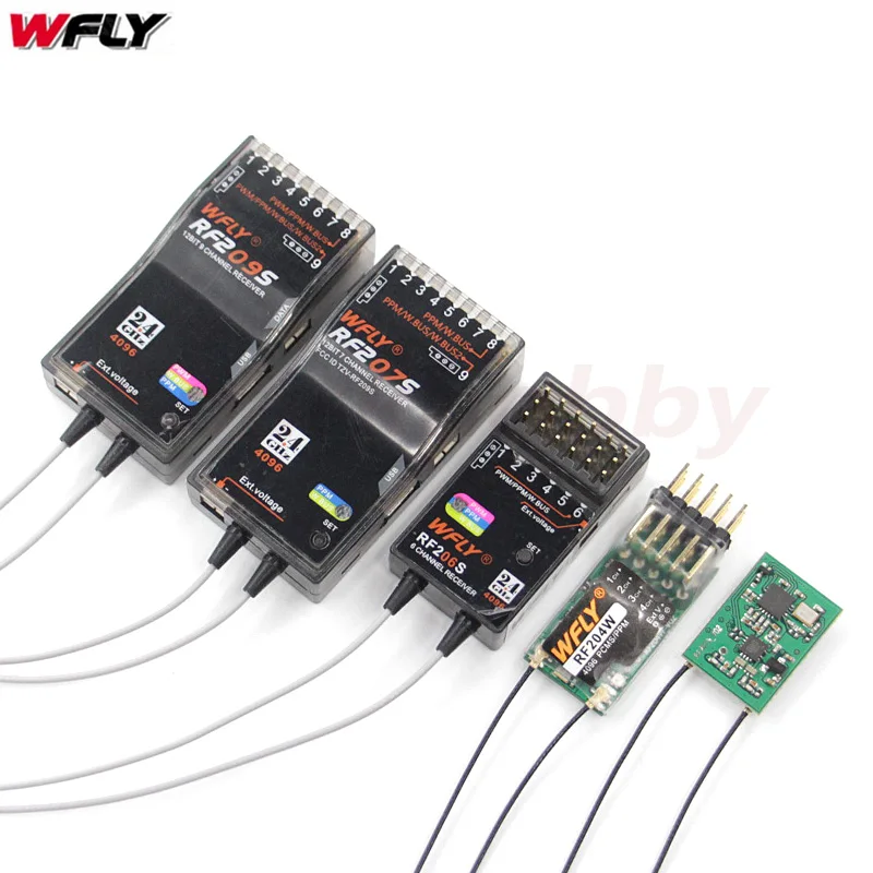 WFLY Original RF201S RF204W RF206S RF207S RF209S 2.4GHz Receiver Receptor ET07 ET12 4/6/7/9CH S.BUS PPM PWM RC Radio Transmitter