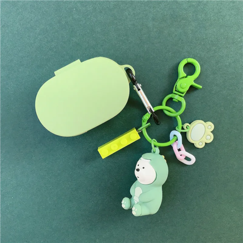 หมีน่ารักหูฟังสำหรับสีแดงMi Airdotsกรณีพวงกุญแจน่ารักกรอบป้องกันการ์ตูนน่ารักหมีสำหรับMi Airdotsหูฟังกรณี