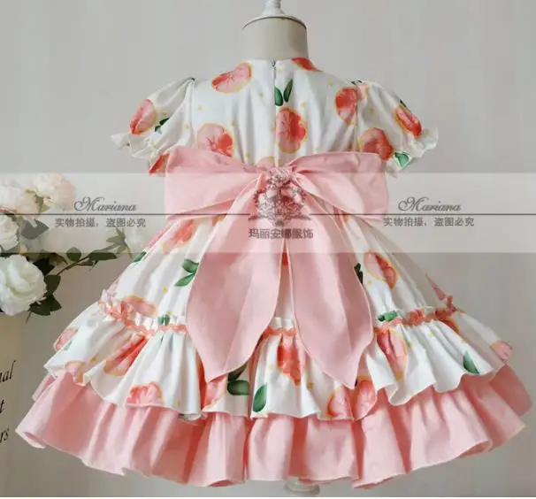 Baby girl Vintage summer Spanish England printed lolita dress kids puff sleeve court Turkey ball gown dress