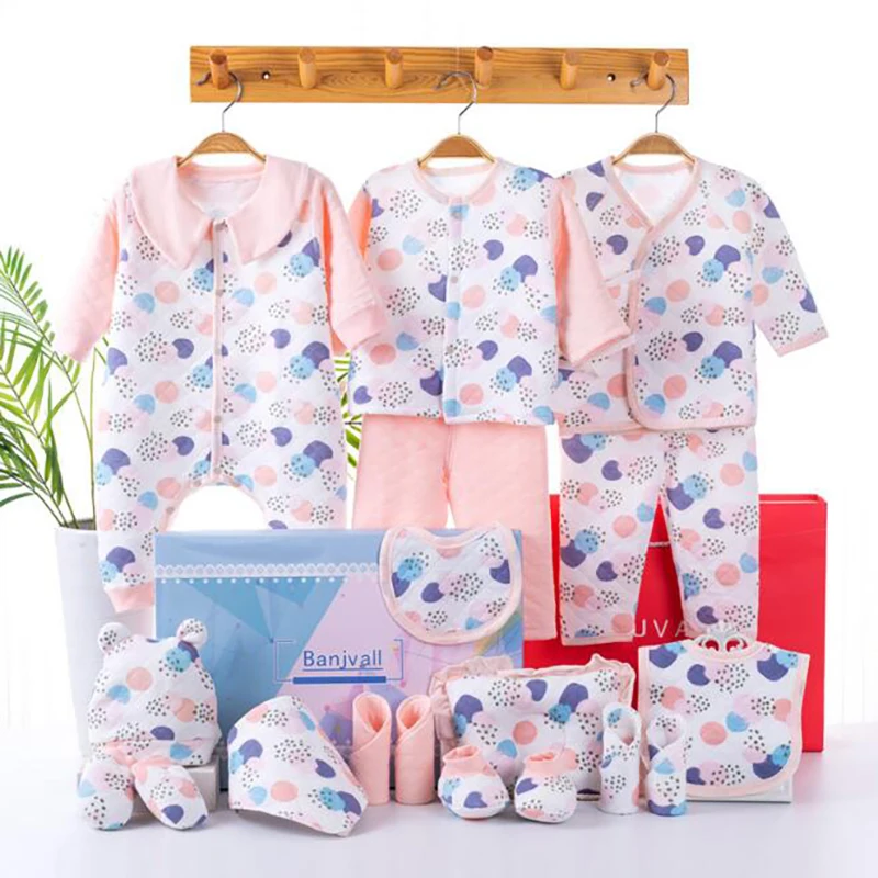 Newborn Baby Clothing Suits Boys Girls Rompers Shirt Pants Pillow Clothes Set Cotton Infant Gift 18Pcs/set