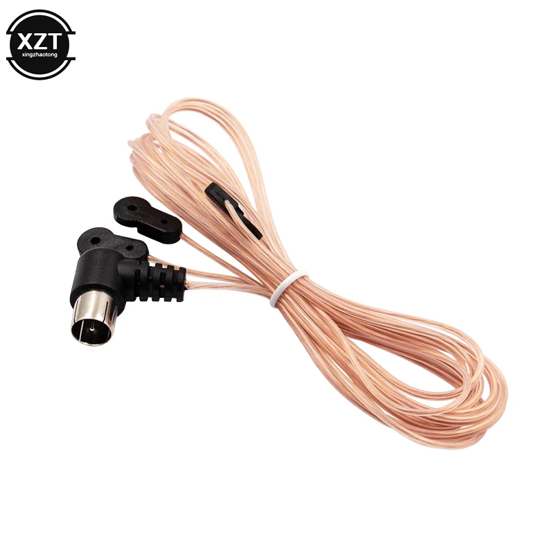 Antena de rádio fm 75 ofm dipolo interno t antenas receptor aéreo de cobre hd tipo macho conector f para estações de rádio fm interior