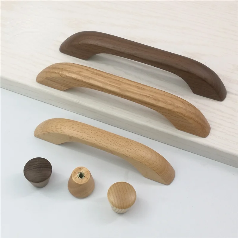 Color Simple Cabinet Door Cabinet Solid Wood Handle Beech Black Walnut Drawer Cabinet Wood Wooden Door Furniture Handles