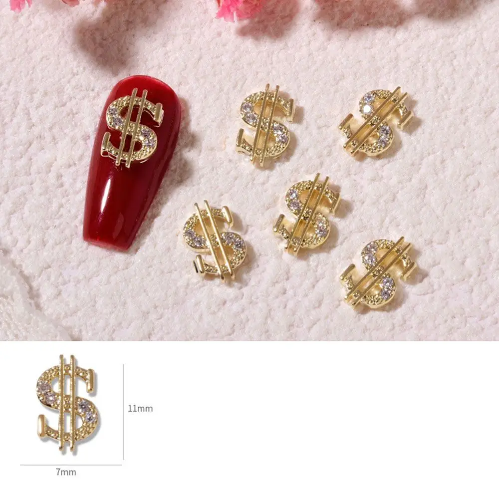 실버/골드 합금 참 3D 코인 디자인 달러 네일 아트 장식 DIY 네일 쥬얼리 매니큐어 네일 아트 라인스톤