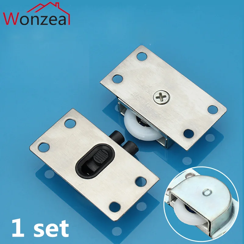 1 Set Door Rollers Stainless Steel Sliding Door Wheel Cabinet Nylon Pulley Hanging Wheel For Wardrobe Furniture Hardware