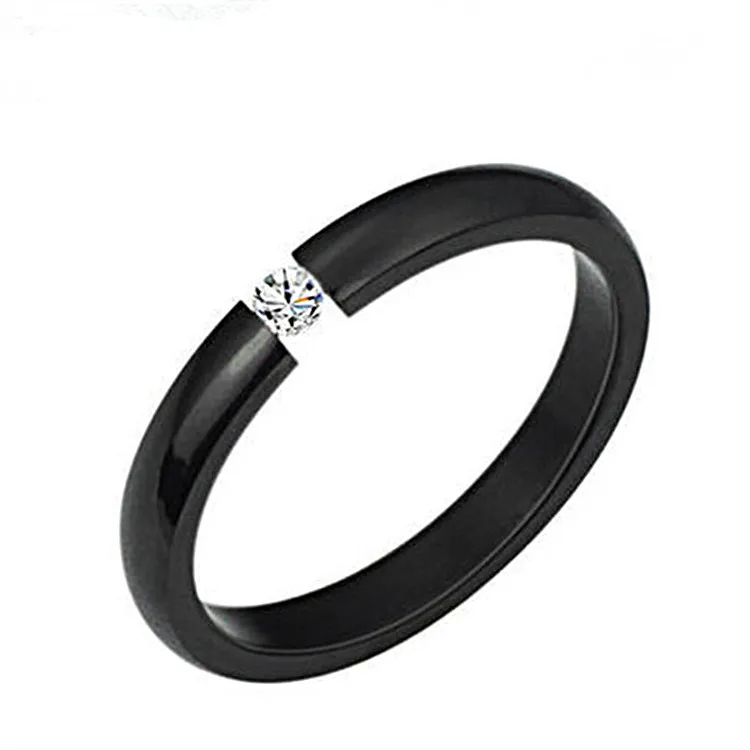 4MM Cubiz Zircon CZ Titanium Steel Ring for Women