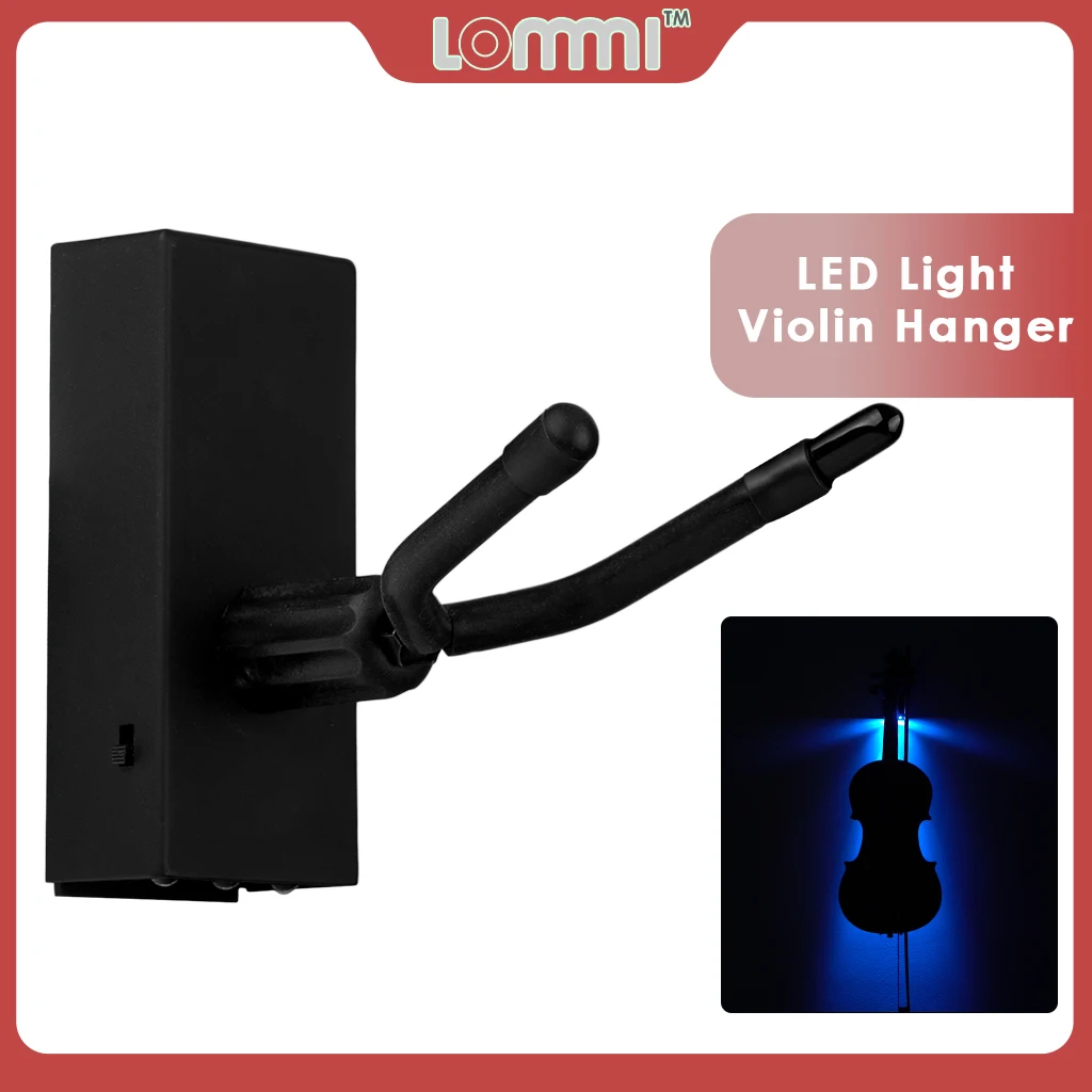 

LOMMI Violin Hanger Three LED Light Display Violin Bow Grip Holder w/ ABS Base Soft Rubber Hook To Protect Your Instrument